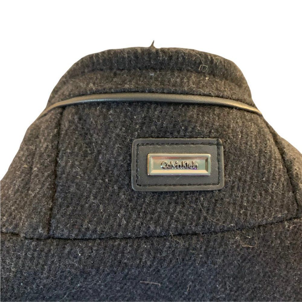 Calvin Klein Men's Dark Charcoal Black Wool Coat Jacket Size Small - Picture 5 of 14